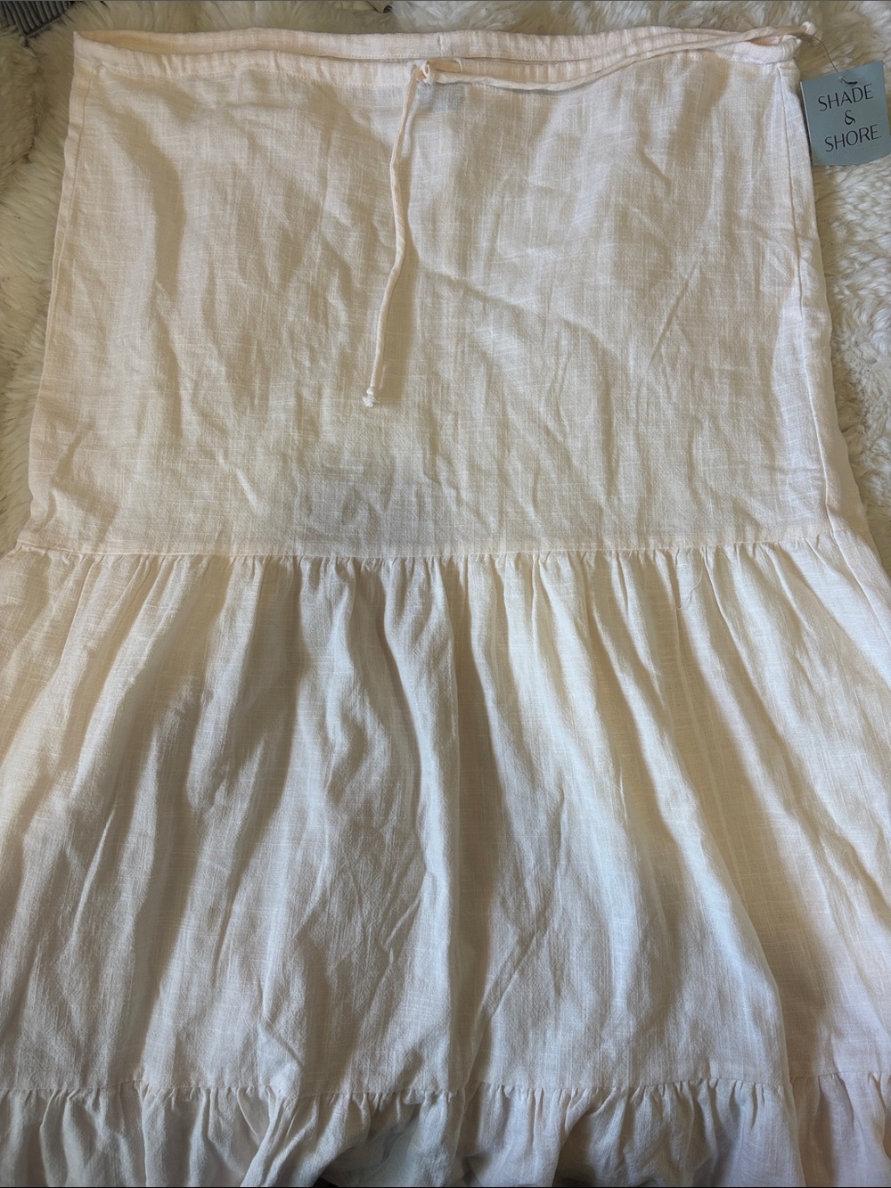 Shade & Shore Soft Blush Linen Tiered Maxi Skirt